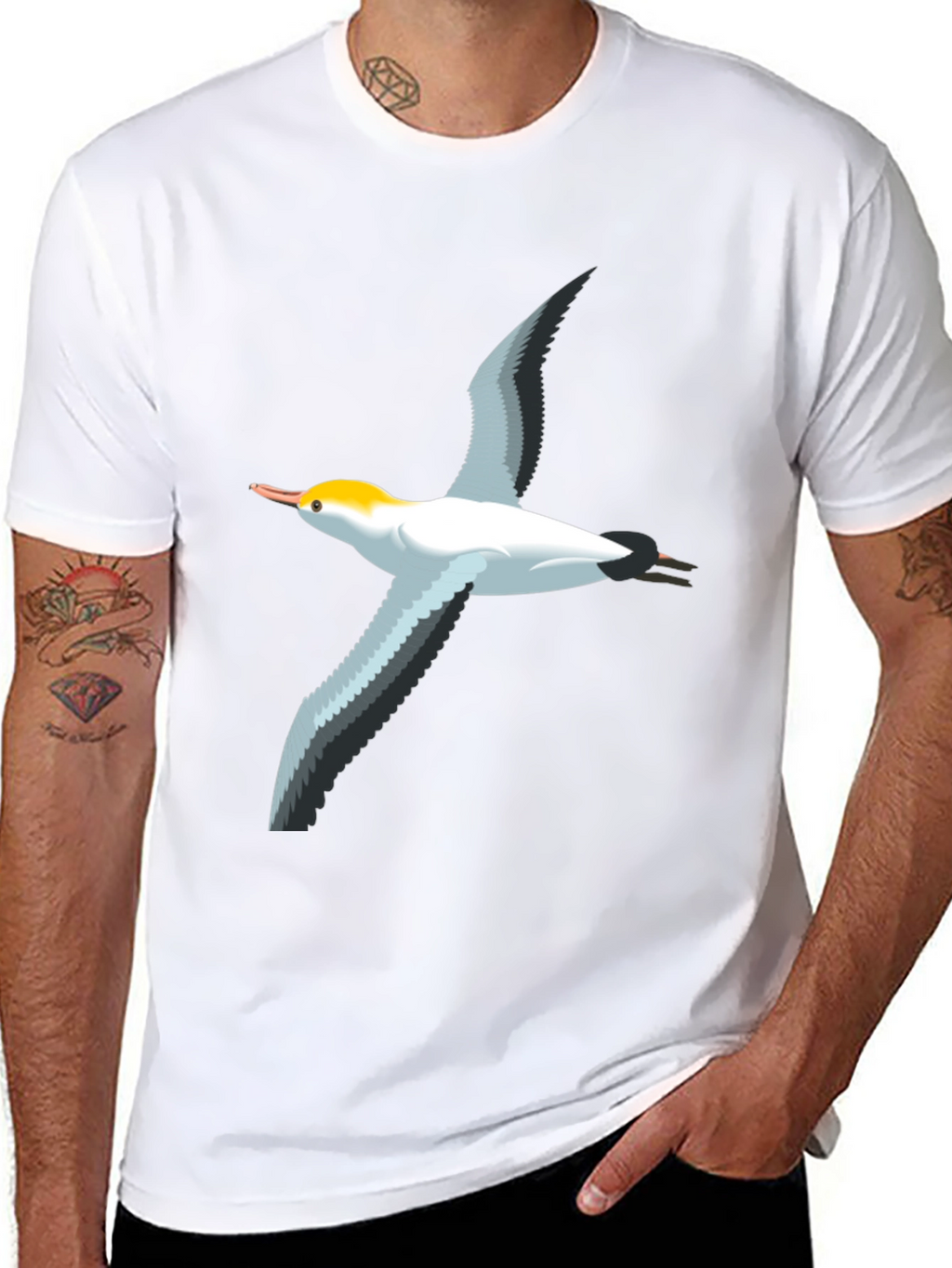 Black T-Shirt with Bird Graphic