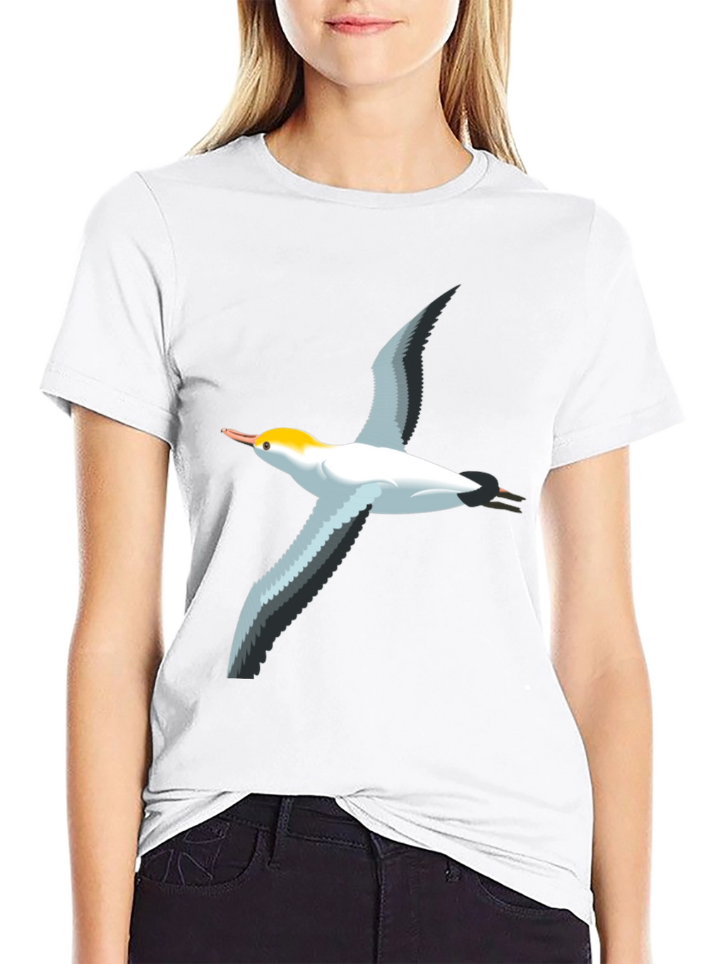 Black T-Shirt with Bird Graphic