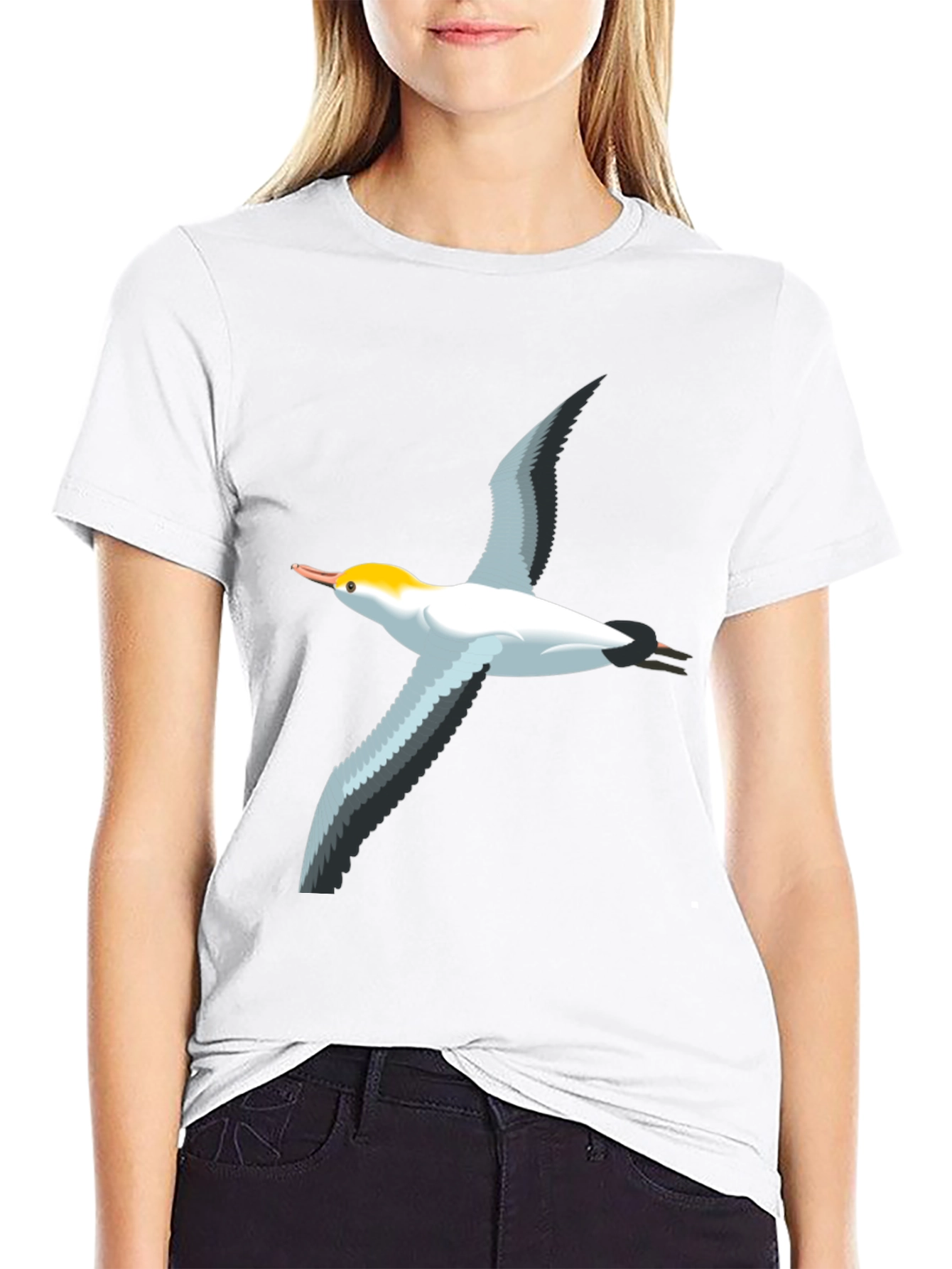 Black T-Shirt with Bird Graphic