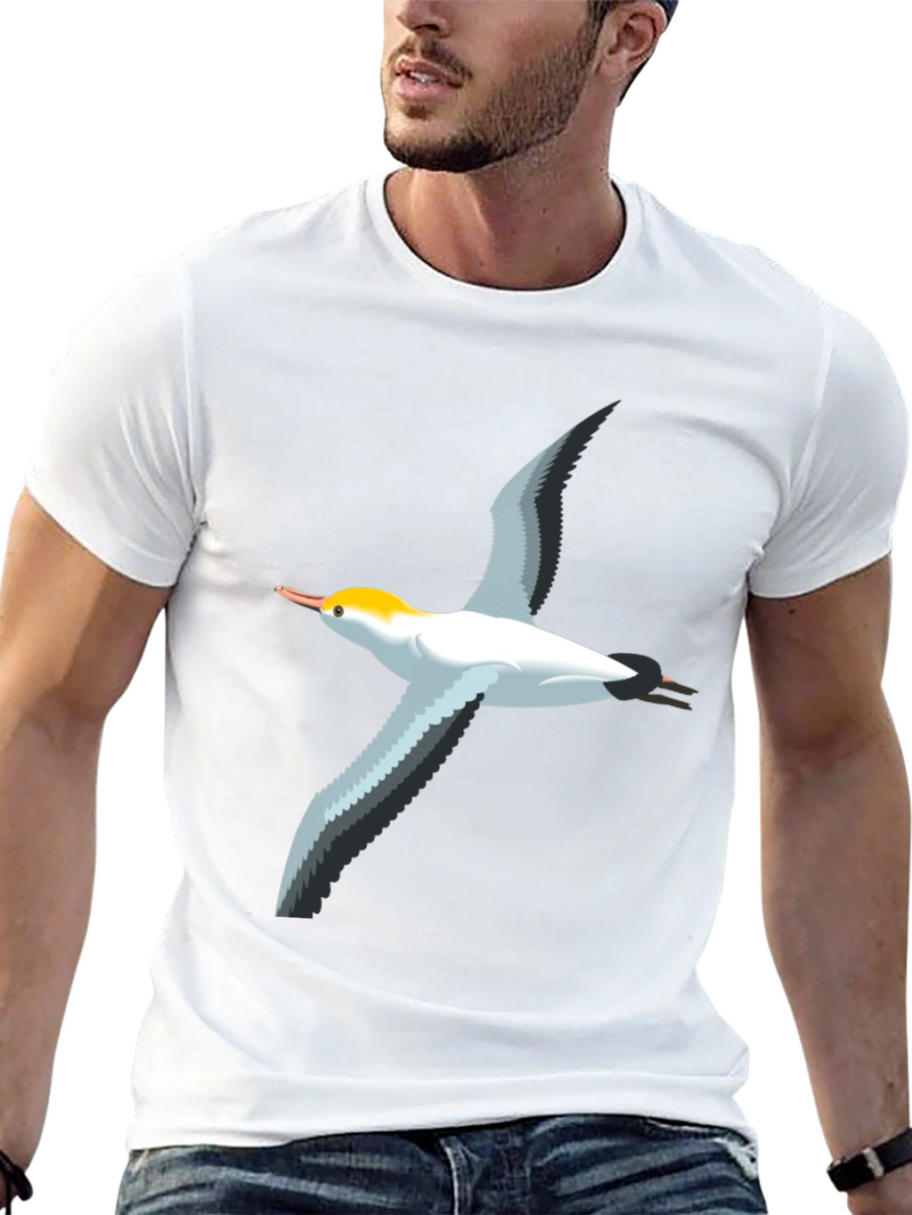 Black T-Shirt with Bird Graphic