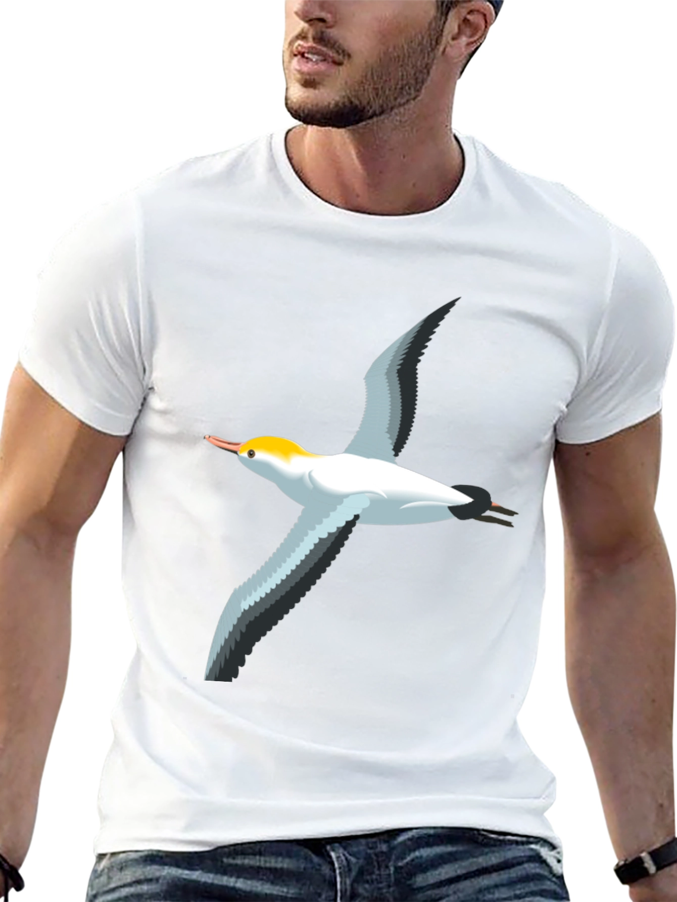 Black T-Shirt with Bird Graphic