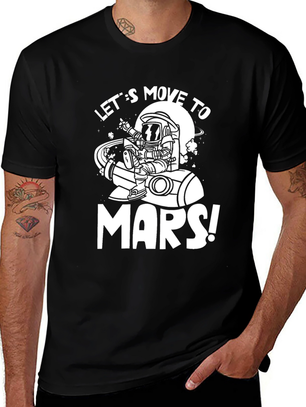 Lets Move to Mars Black Graphic Tee