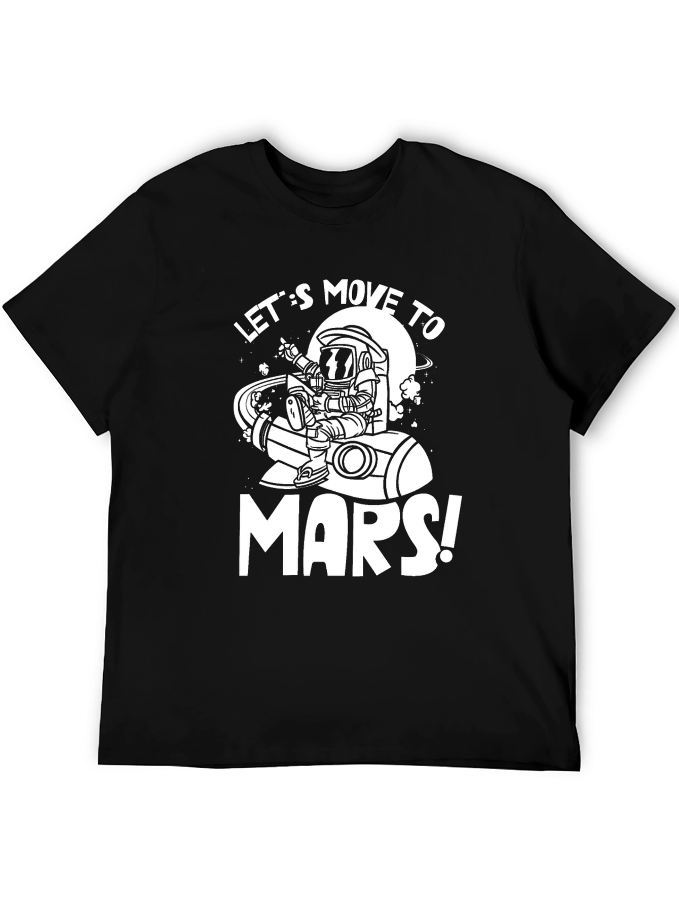 Lets Move to Mars Black Graphic Tee