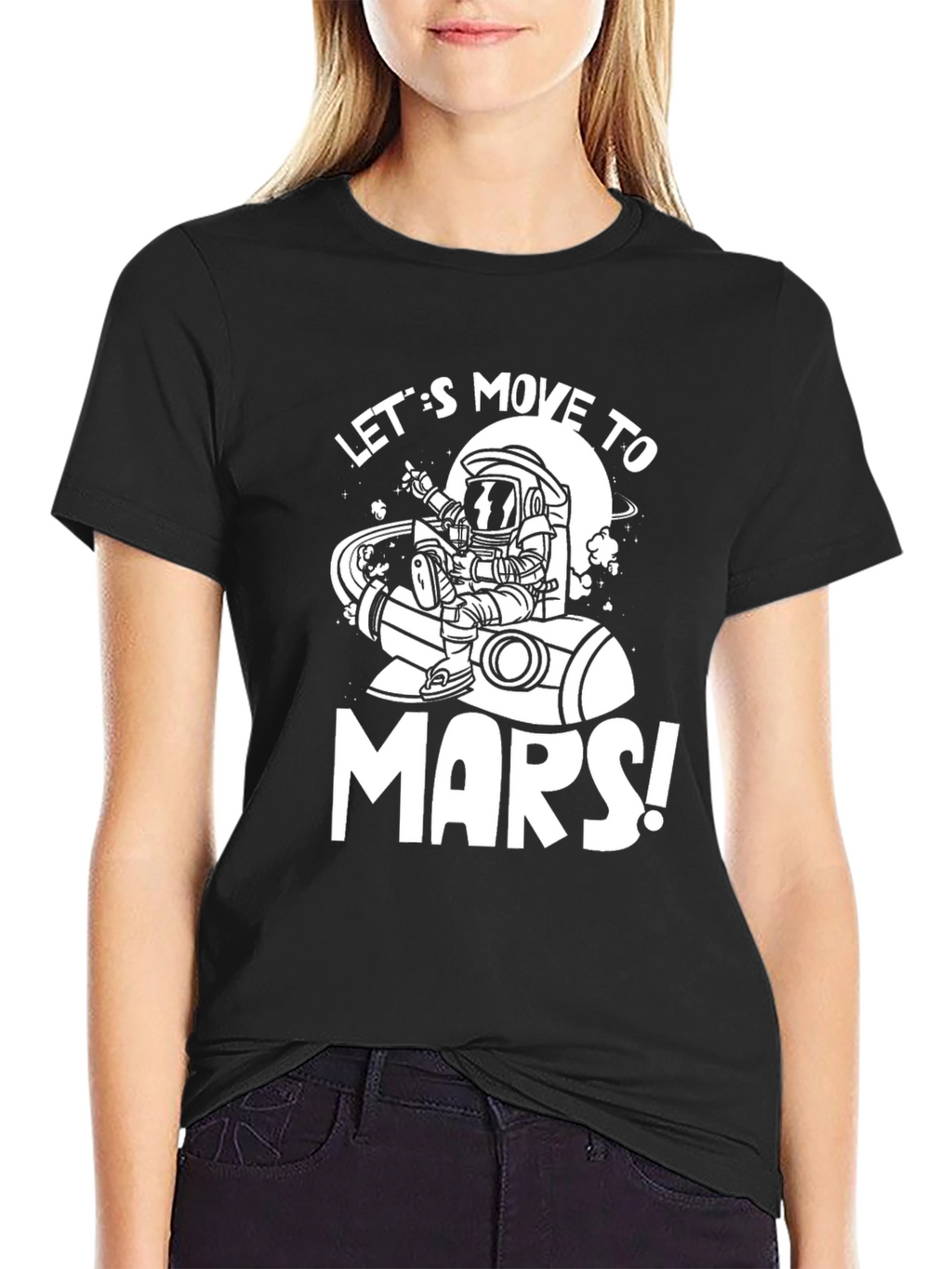 Lets Move to Mars Black Graphic Tee