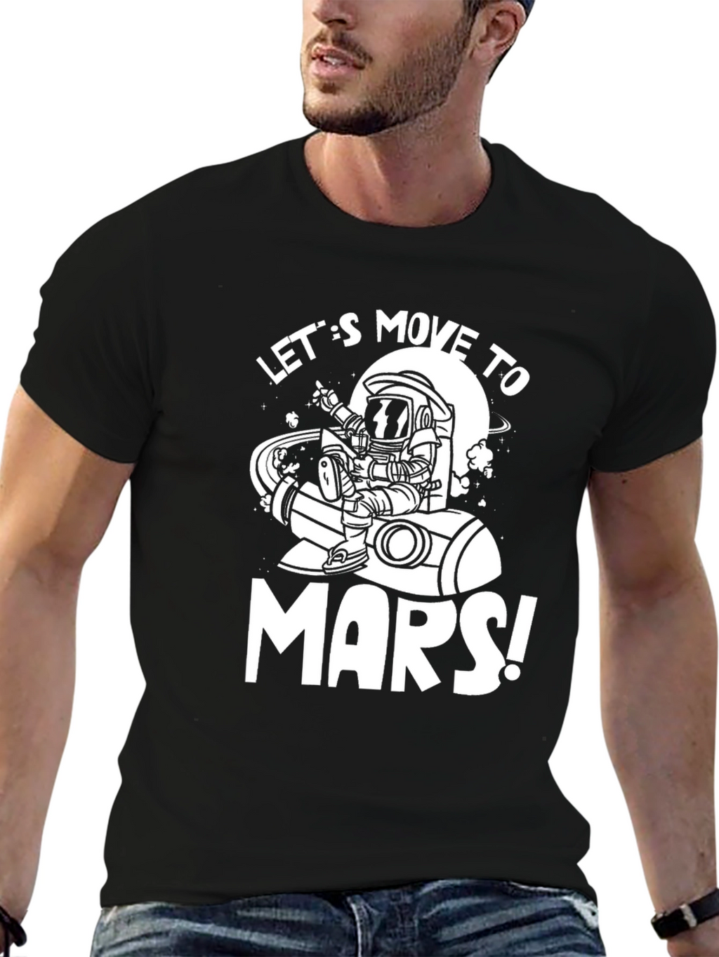 Lets Move to Mars Black Graphic Tee