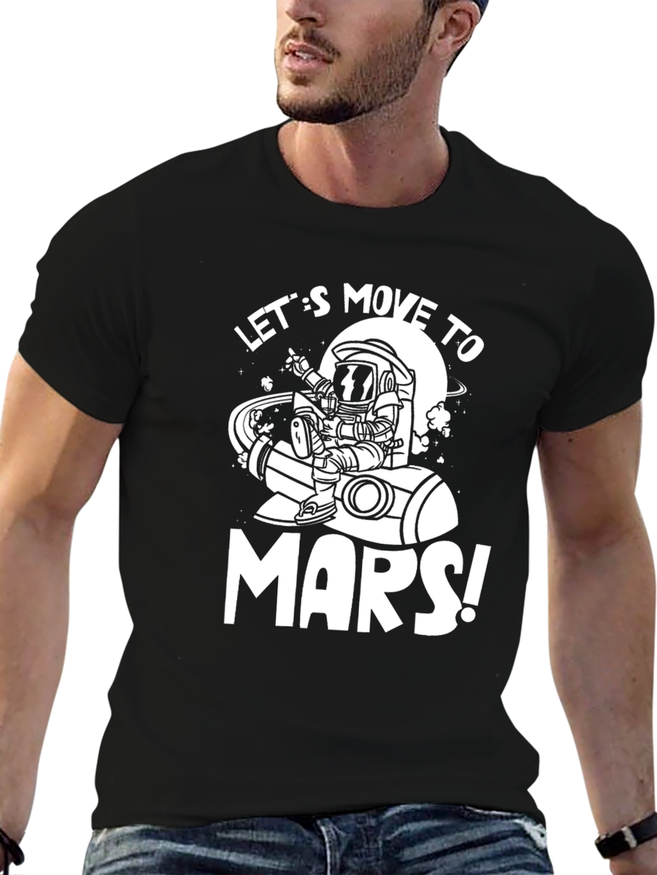 Lets Move to Mars Black Graphic Tee