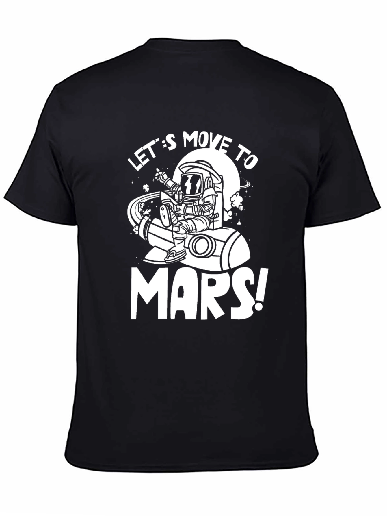 Lets Move to Mars Black Graphic Tee
