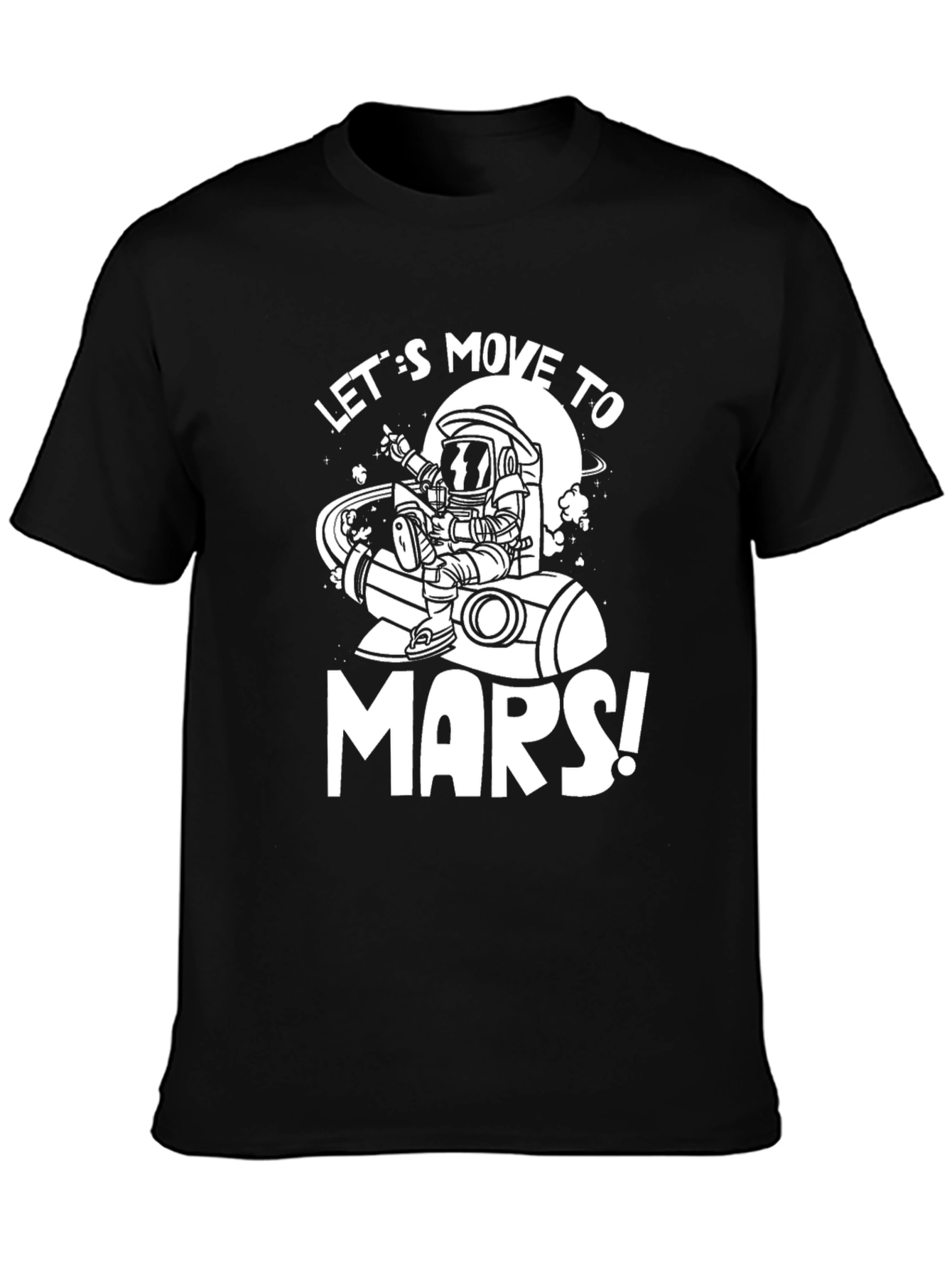 Lets Move to Mars Black Graphic Tee