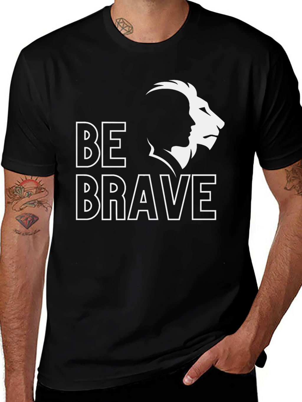 Be Brave Lion Graphic Tee - Black