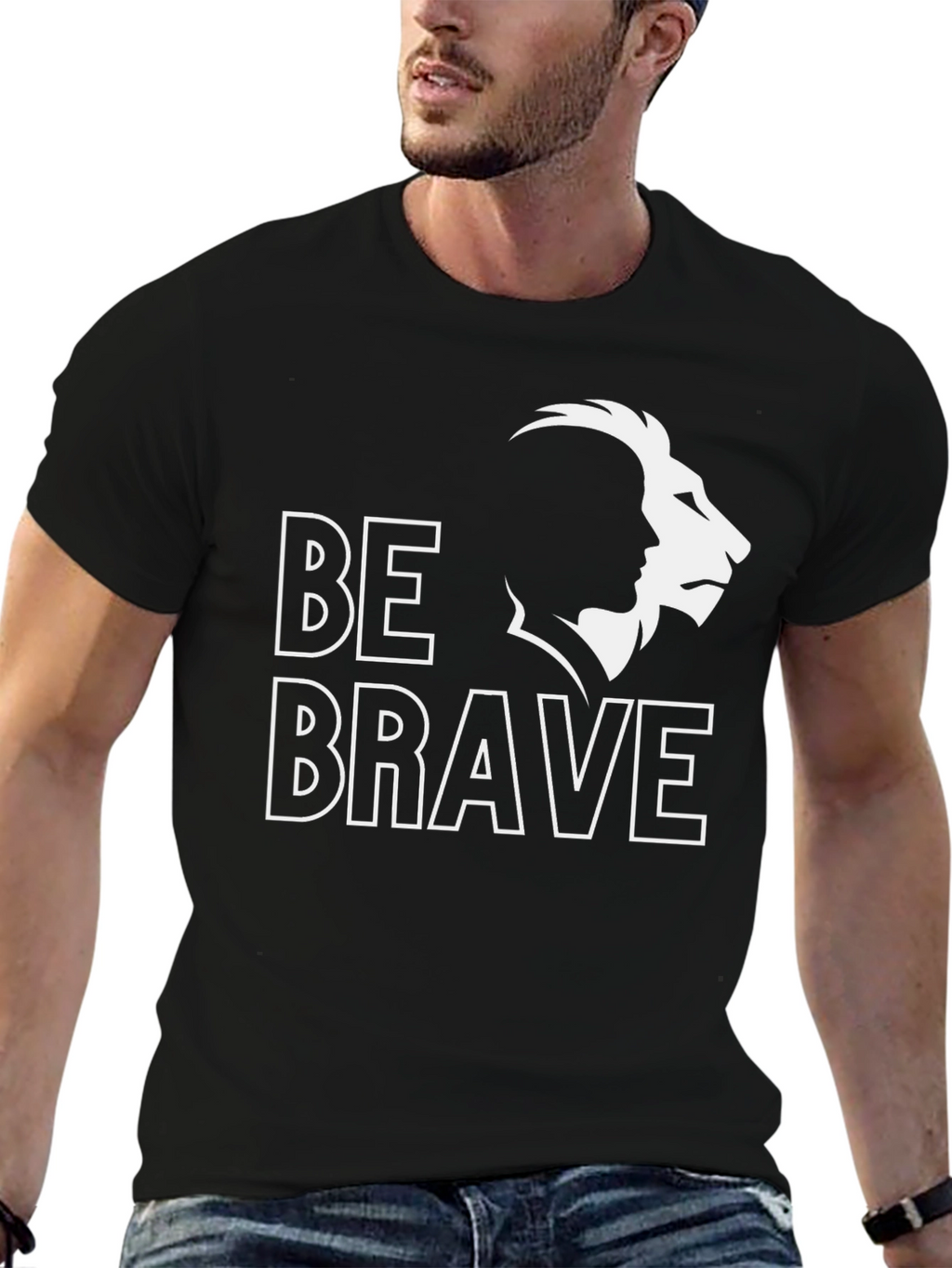 Be Brave Lion Graphic Tee - Black