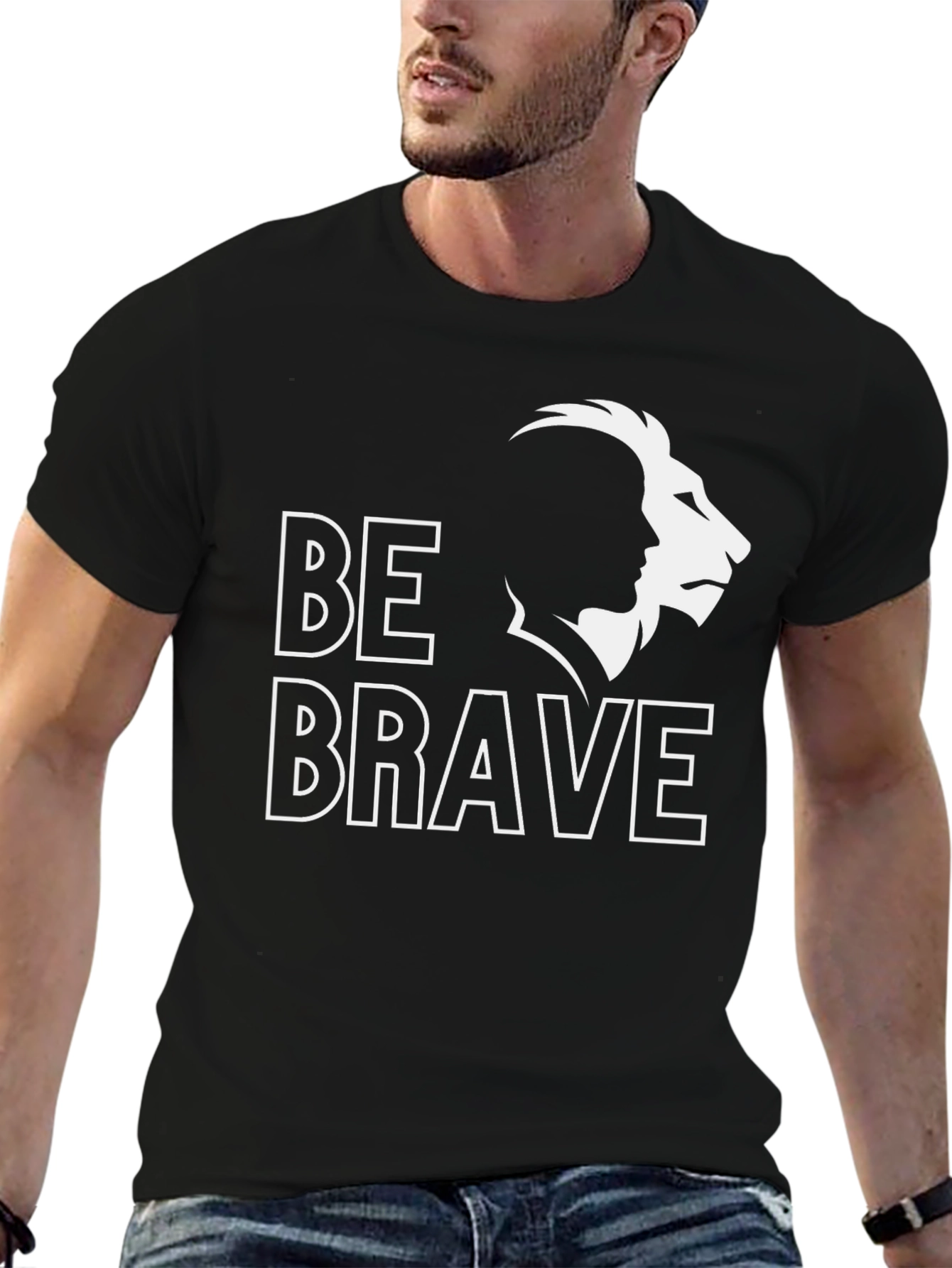 Be Brave Lion Graphic Tee - Black
