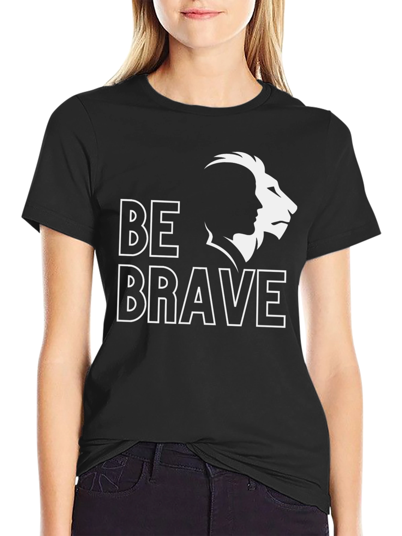 Be Brave Lion Graphic Tee - Black