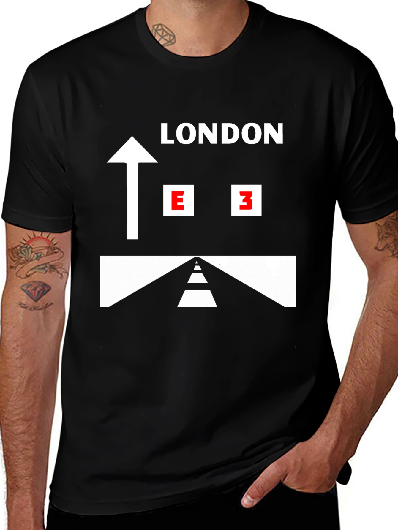 London E3 Direction Black Graphic T-Shirt