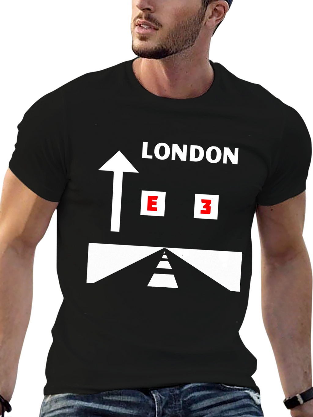 London E3 Direction Black Graphic T-Shirt
