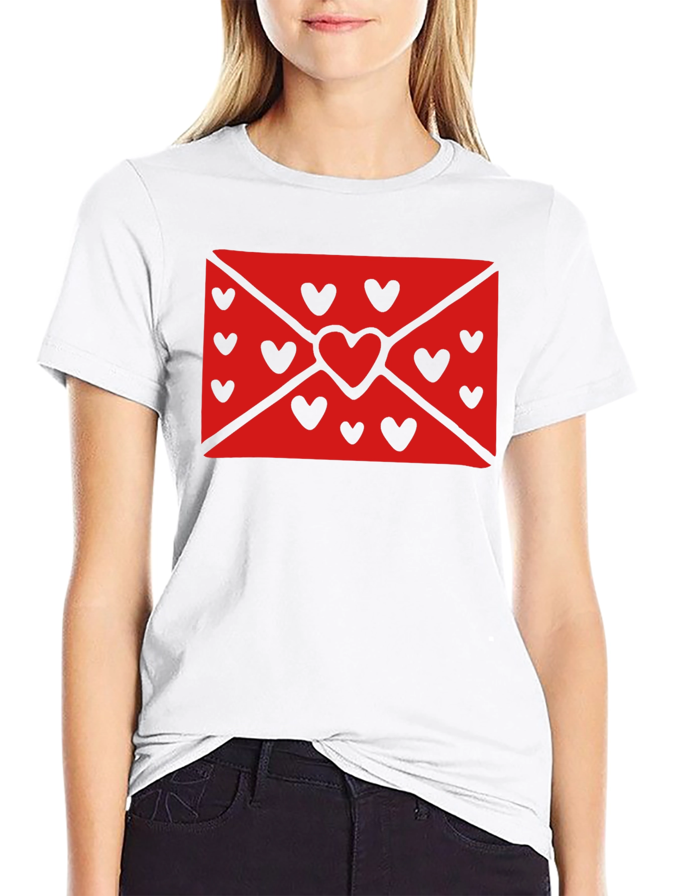 Love Letter Heart Graphic Black T-Shirt