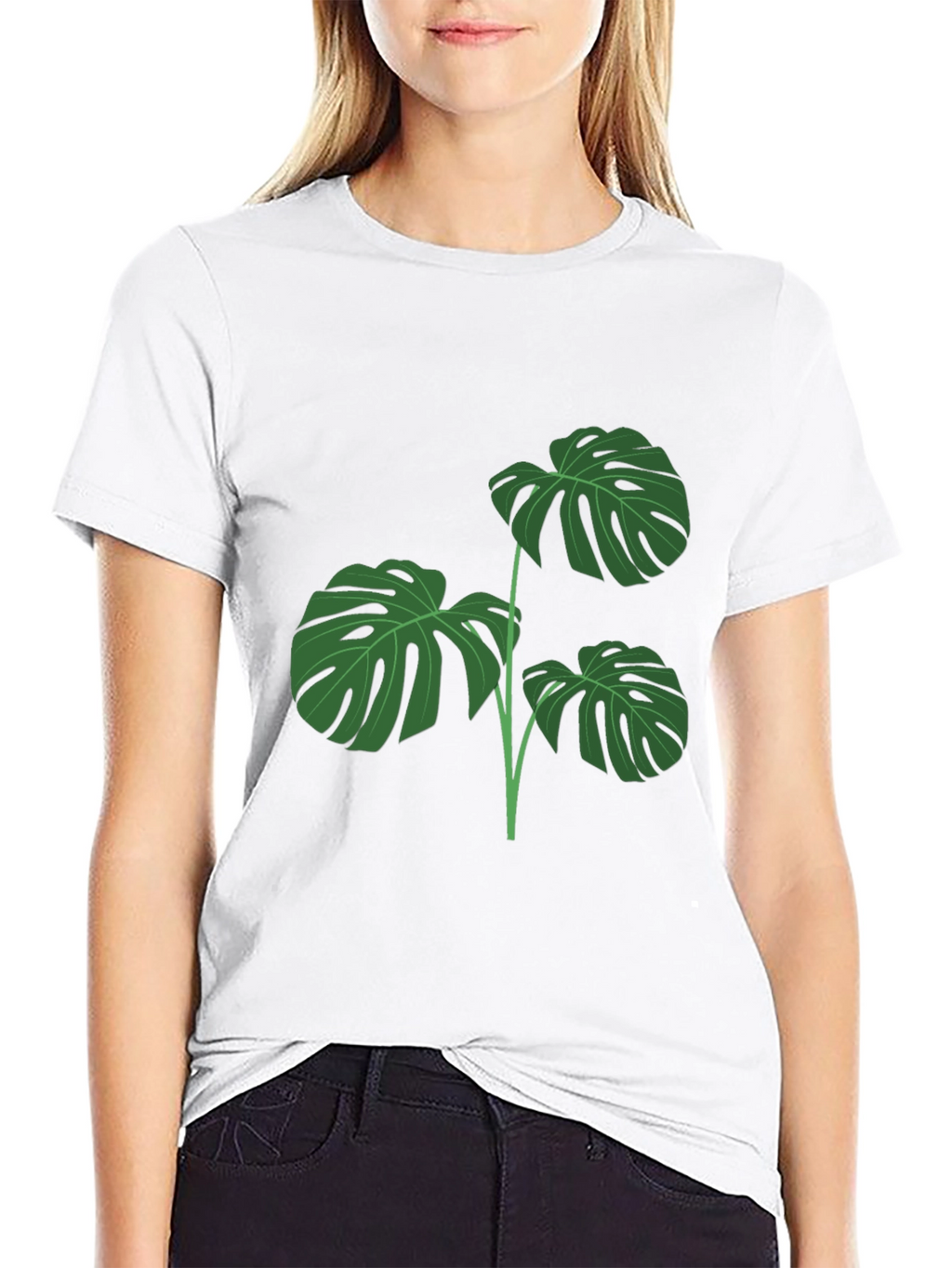 Stylish Monstera Leaf Graphic T-Shirt