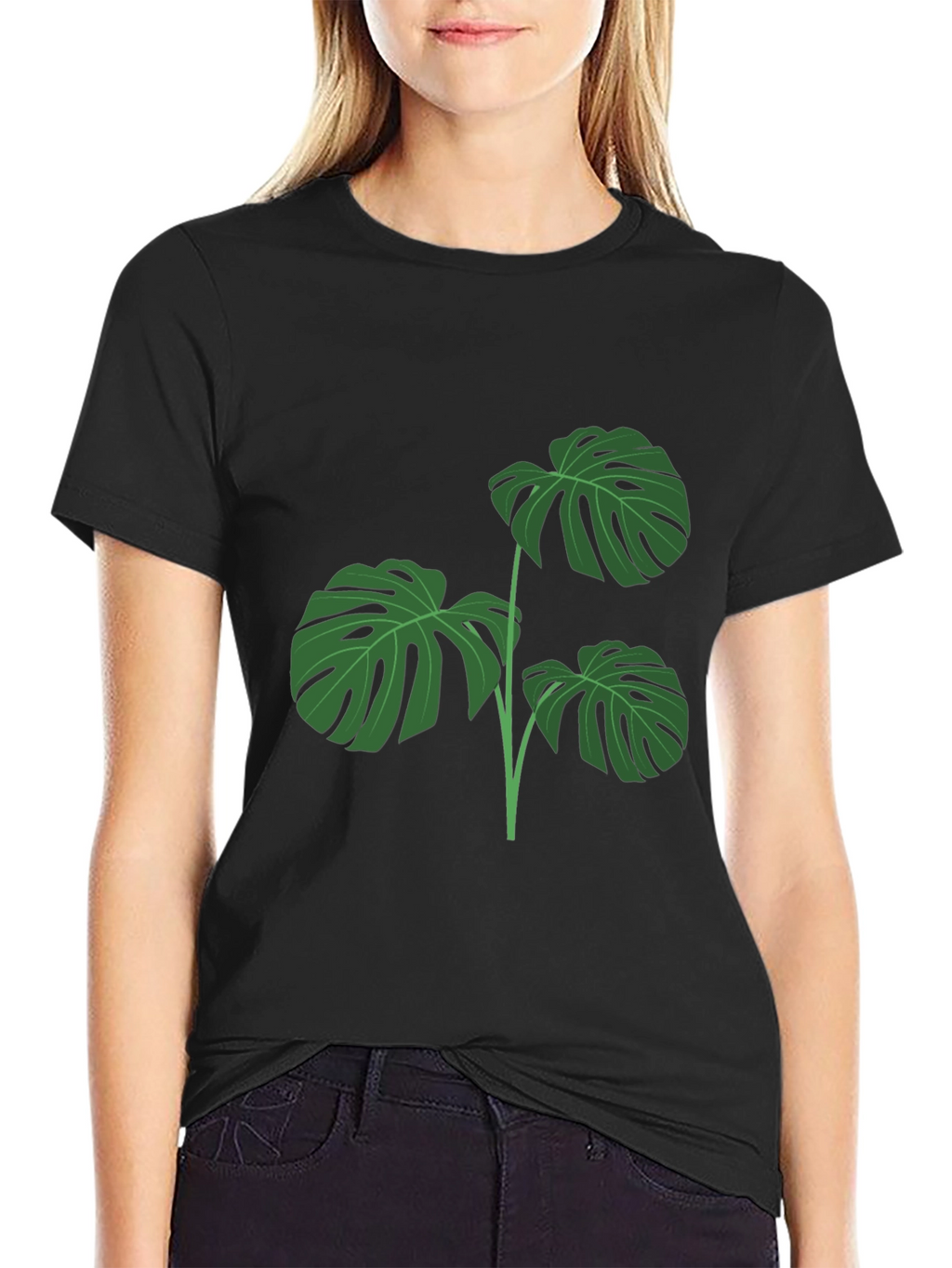Stylish Monstera Leaf Graphic T-Shirt