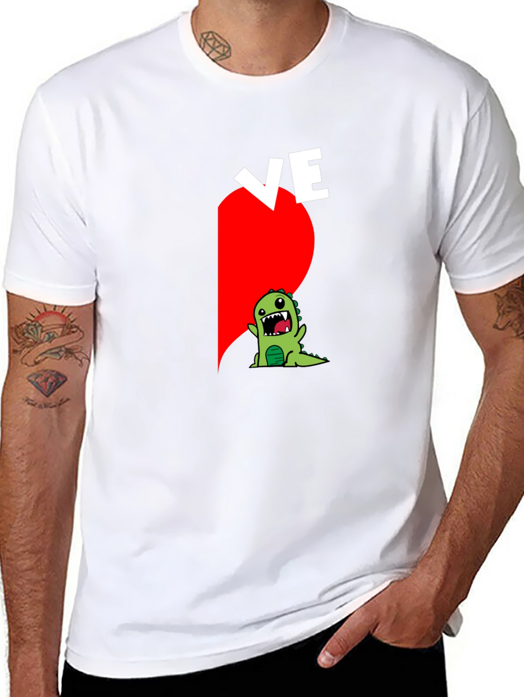 Couples Love Dino Black Graphic Tee