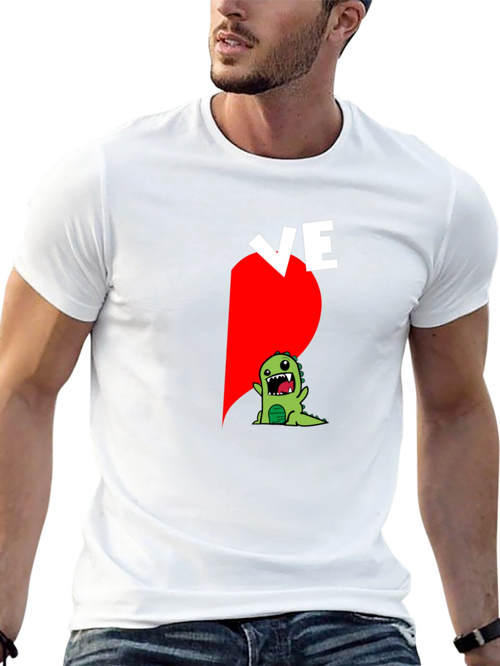 Couples Love Dino Black Graphic Tee