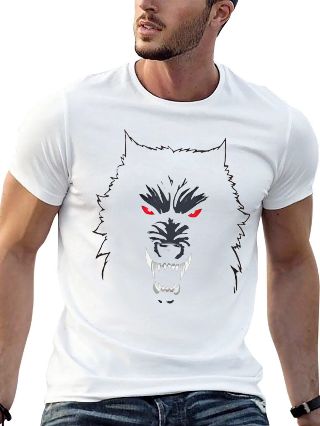 Mens Black Wolf Graphic T-Shirt
