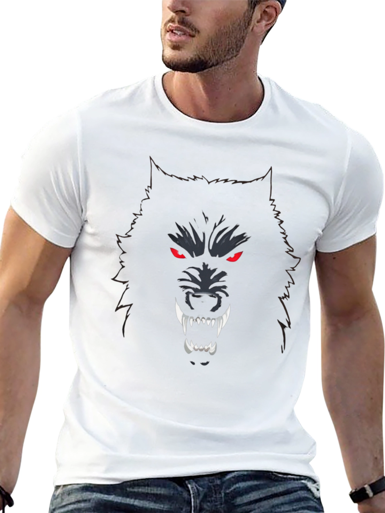 Mens Black Wolf Graphic T-Shirt
