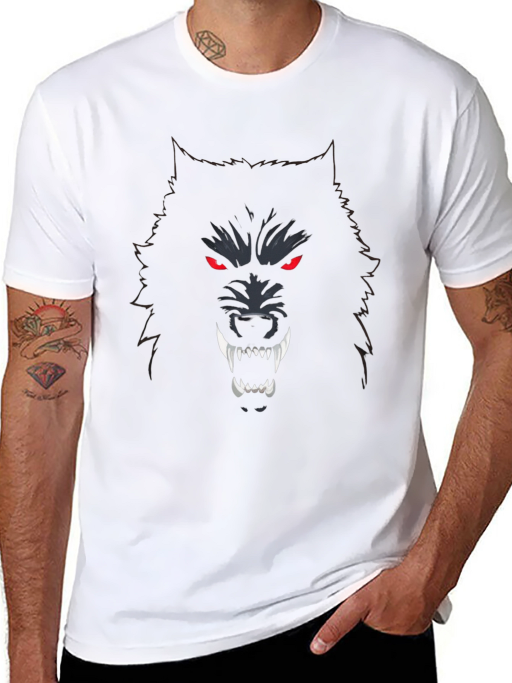 Mens Black Wolf Graphic T-Shirt