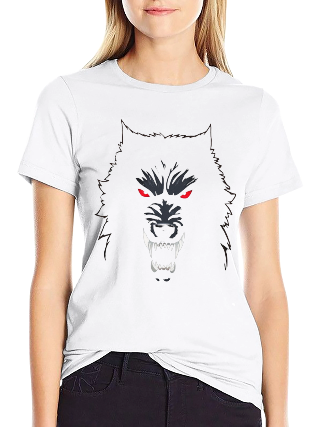 Mens Black Wolf Graphic T-Shirt