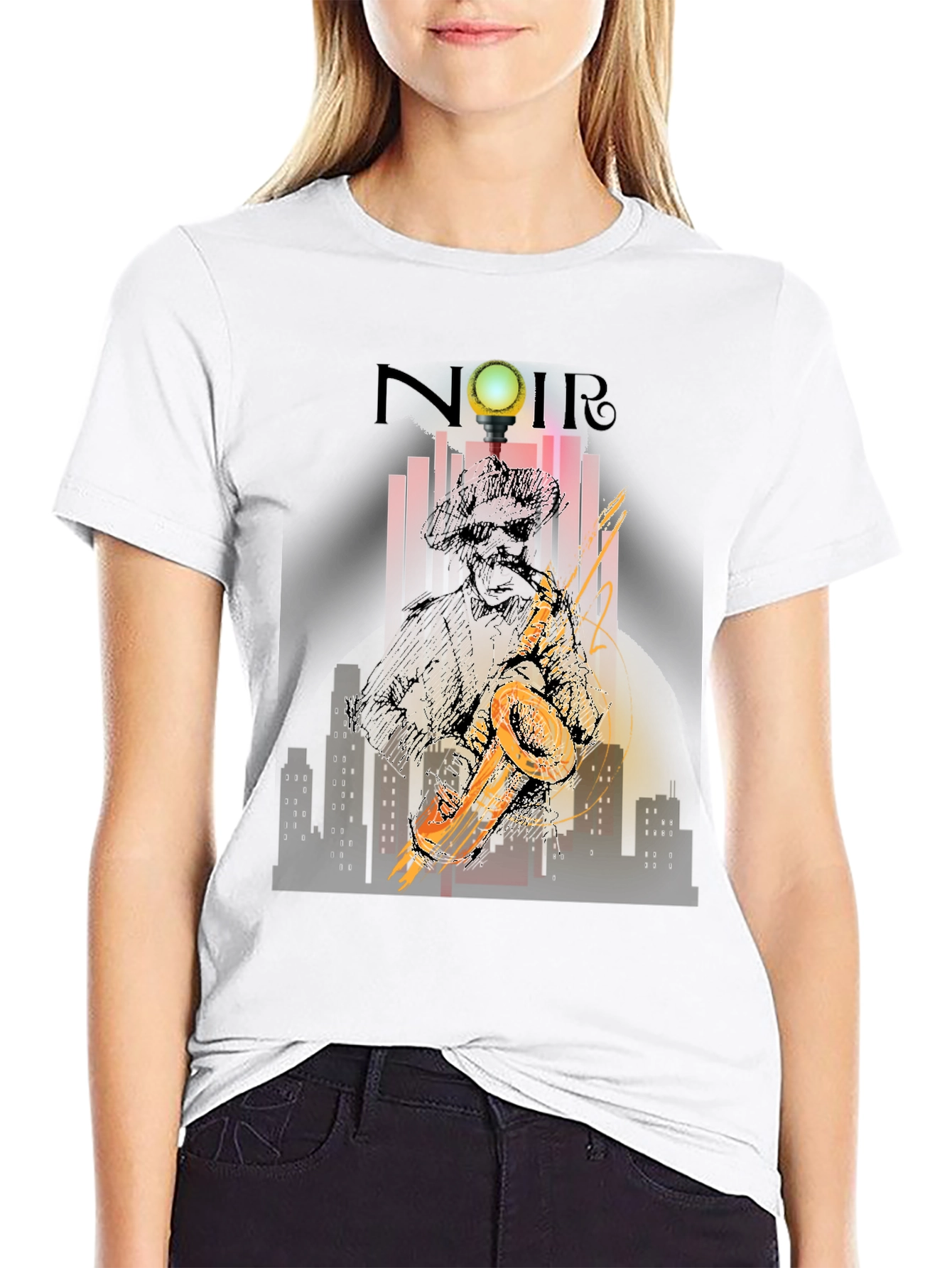 Noir Saxophone T-Shirt - Stylish Jazz Graphic Tee