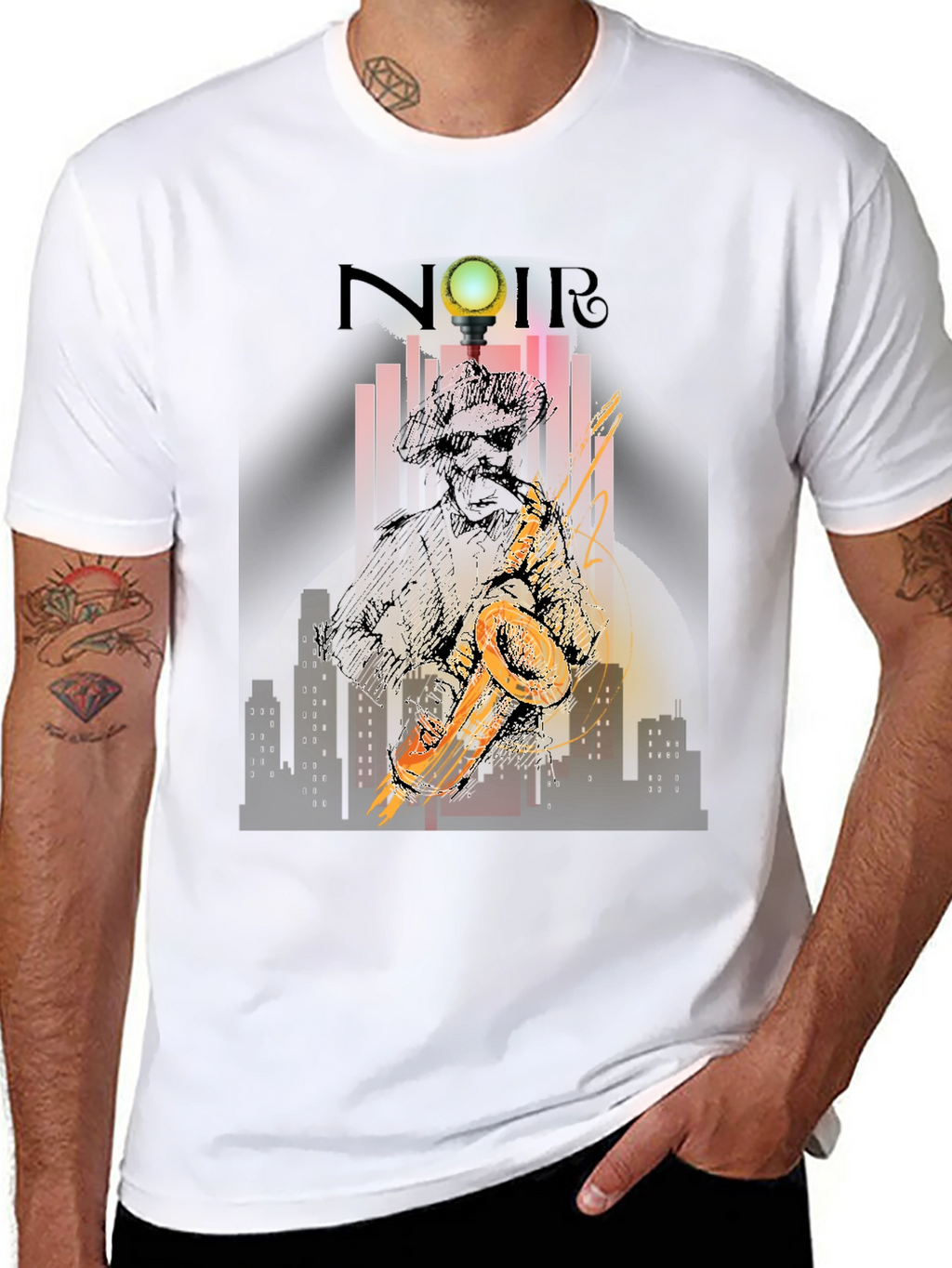 Noir Saxophone T-Shirt - Stylish Jazz Graphic Tee