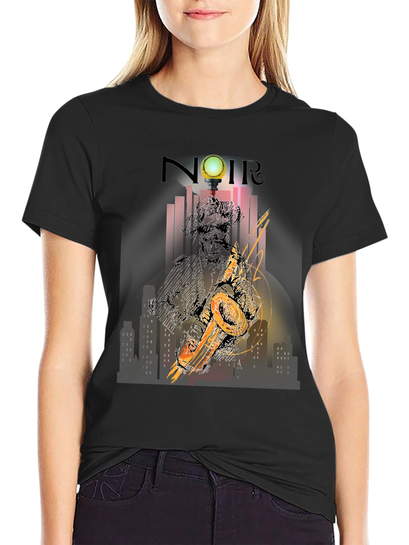 Noir Saxophone T-Shirt - Stylish Jazz Graphic Tee