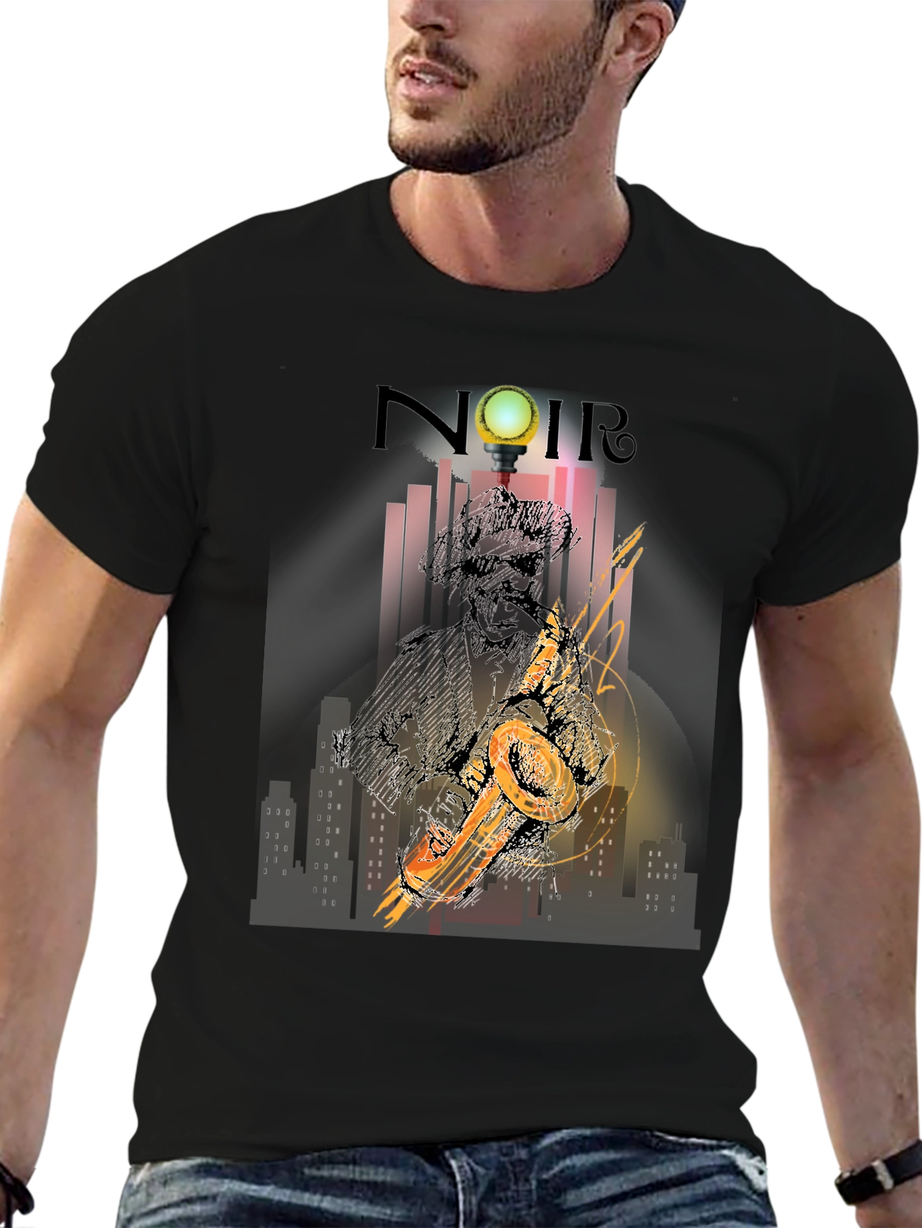 Noir Saxophone T-Shirt - Stylish Jazz Graphic Tee