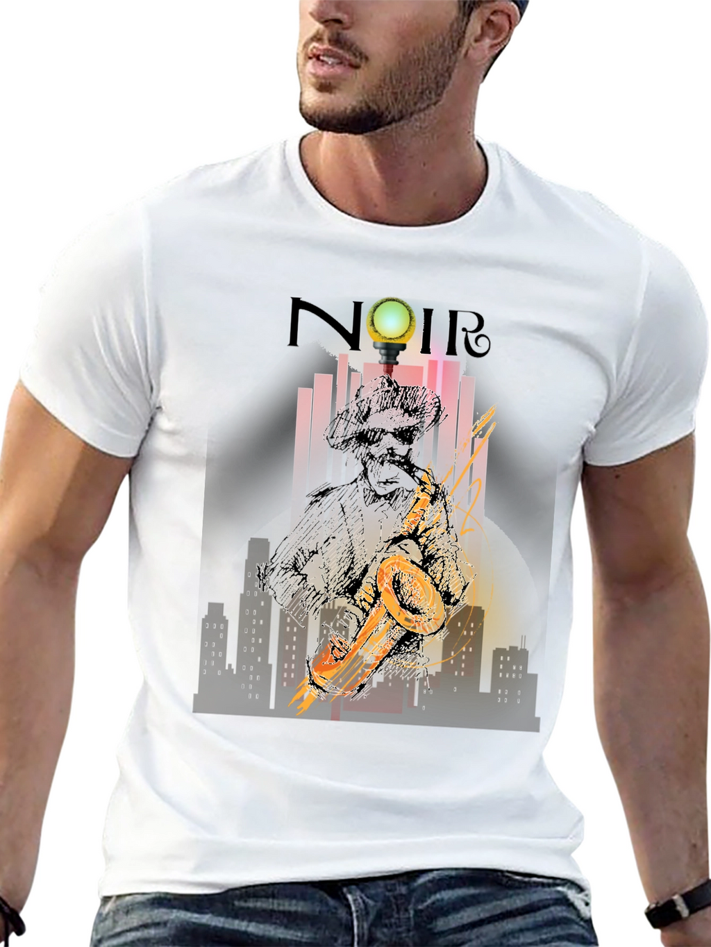 Noir Saxophone T-Shirt - Stylish Jazz Graphic Tee