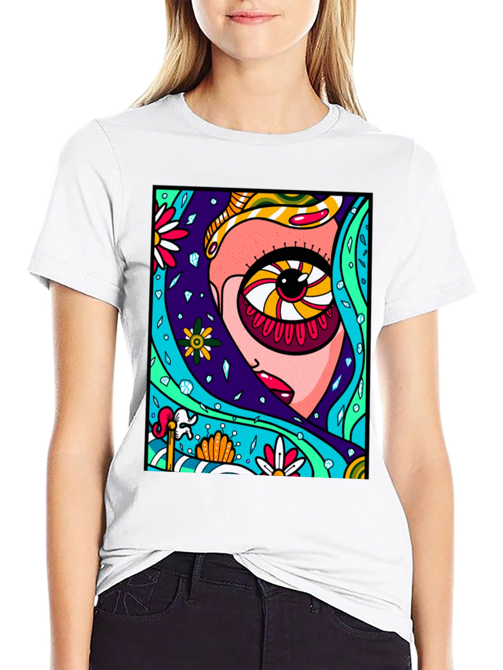 Eye-Catching Abstract Graphic Print Black T-Shirt