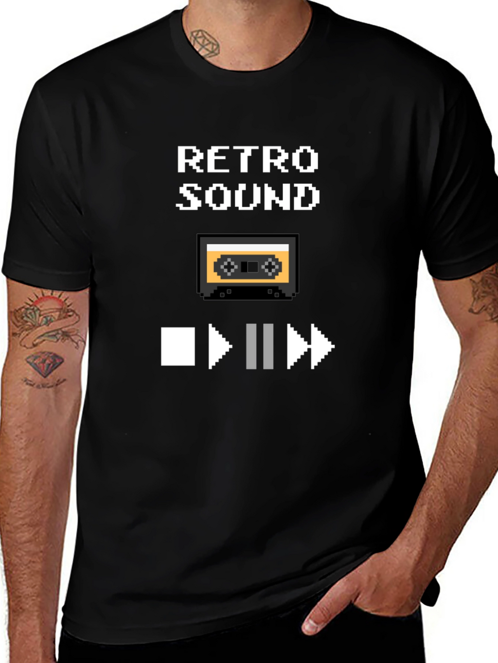 Retro Sound Pixel Art Graphic T-Shirt