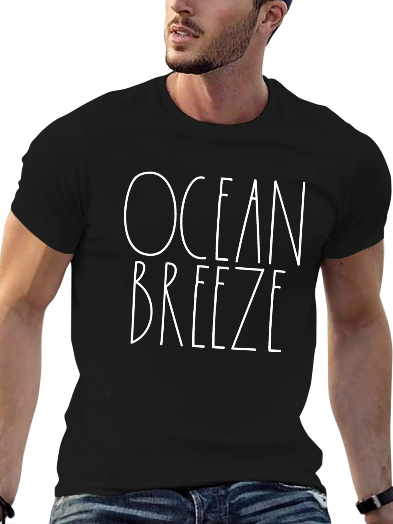 Ocean Breeze Black Graphic T-Shirt