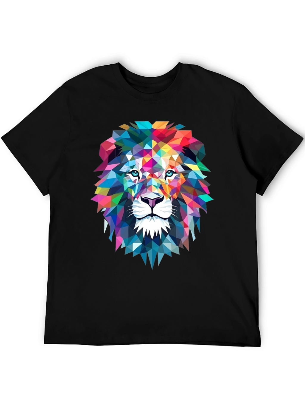 Geometric Lion Graphic Tee - Bold Art Design