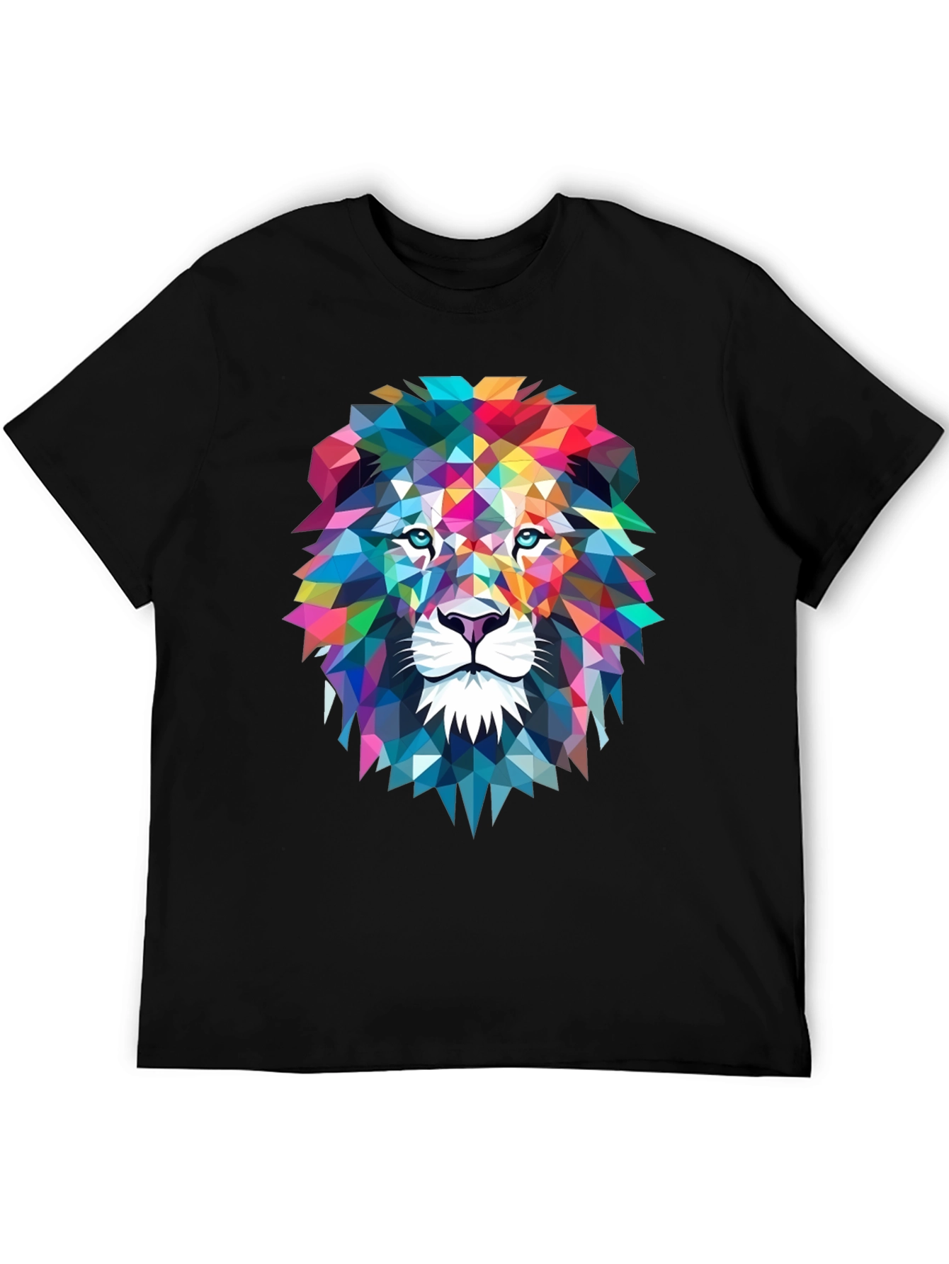 Geometric Lion Graphic Tee - Bold Art Design