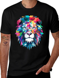 Geometric Lion Graphic Tee - Bold Art Design