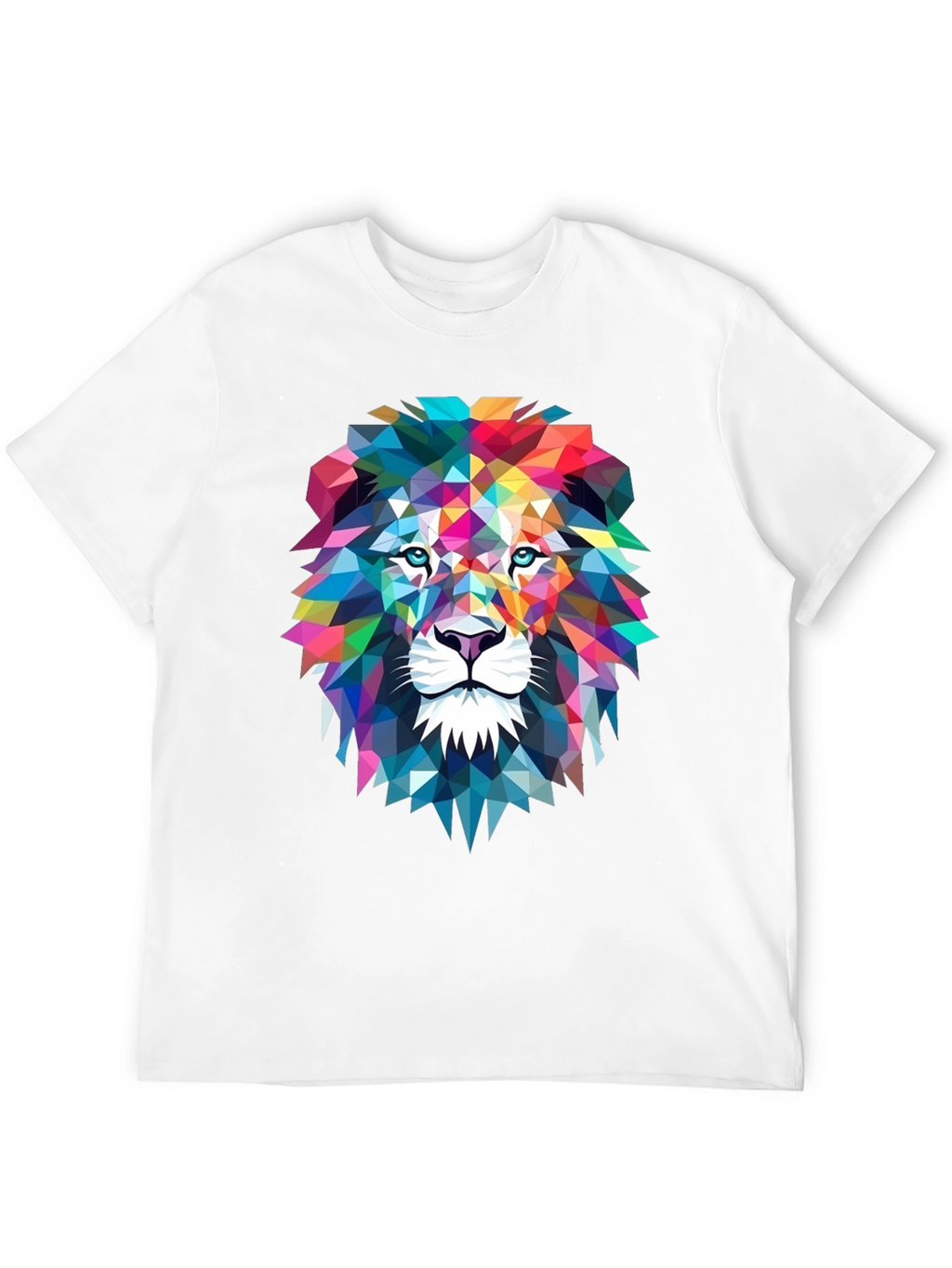 Geometric Lion Graphic Tee - Bold Art Design