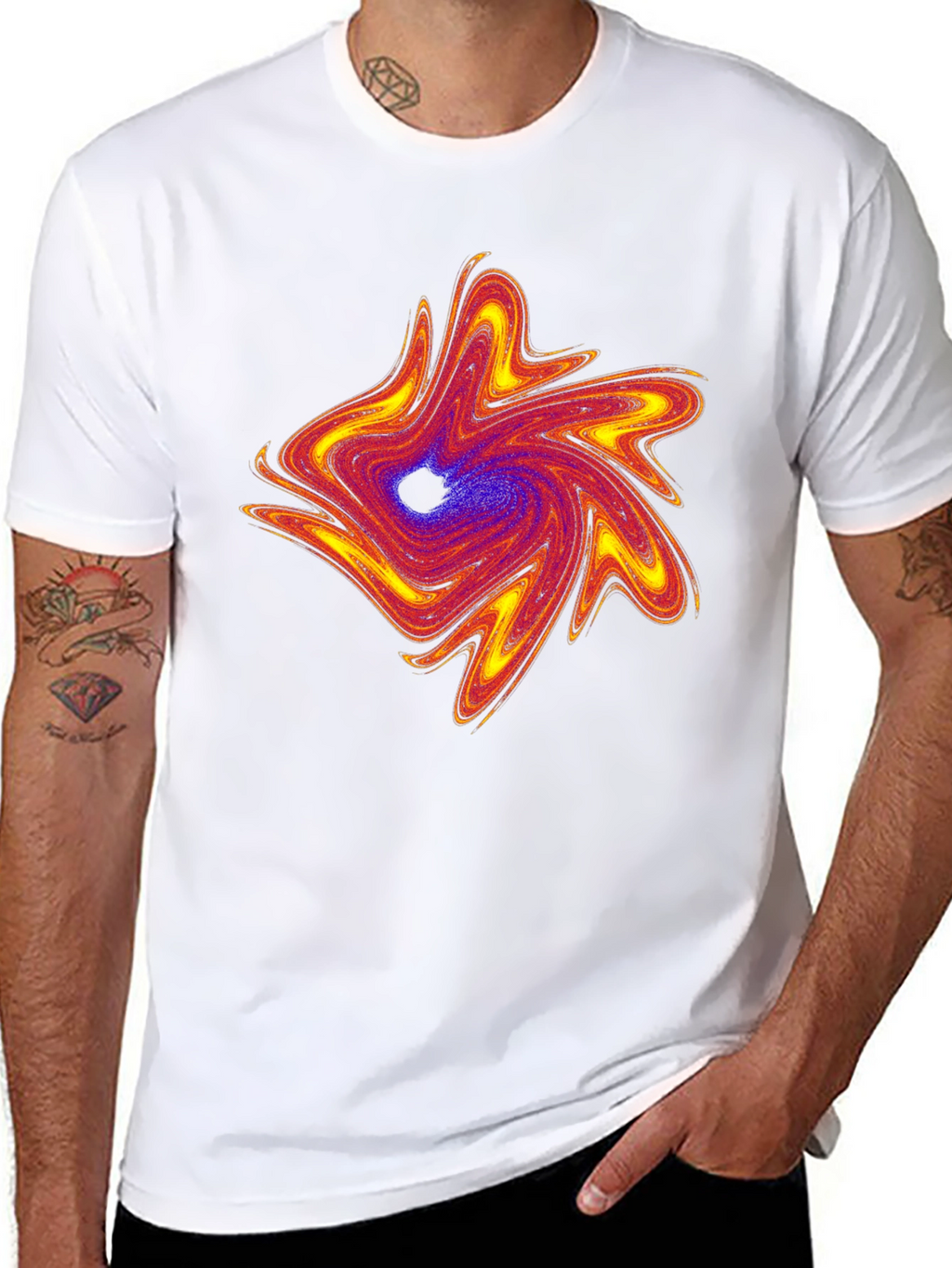 Swirl Abstract Graphic Mens Black T-Shirt