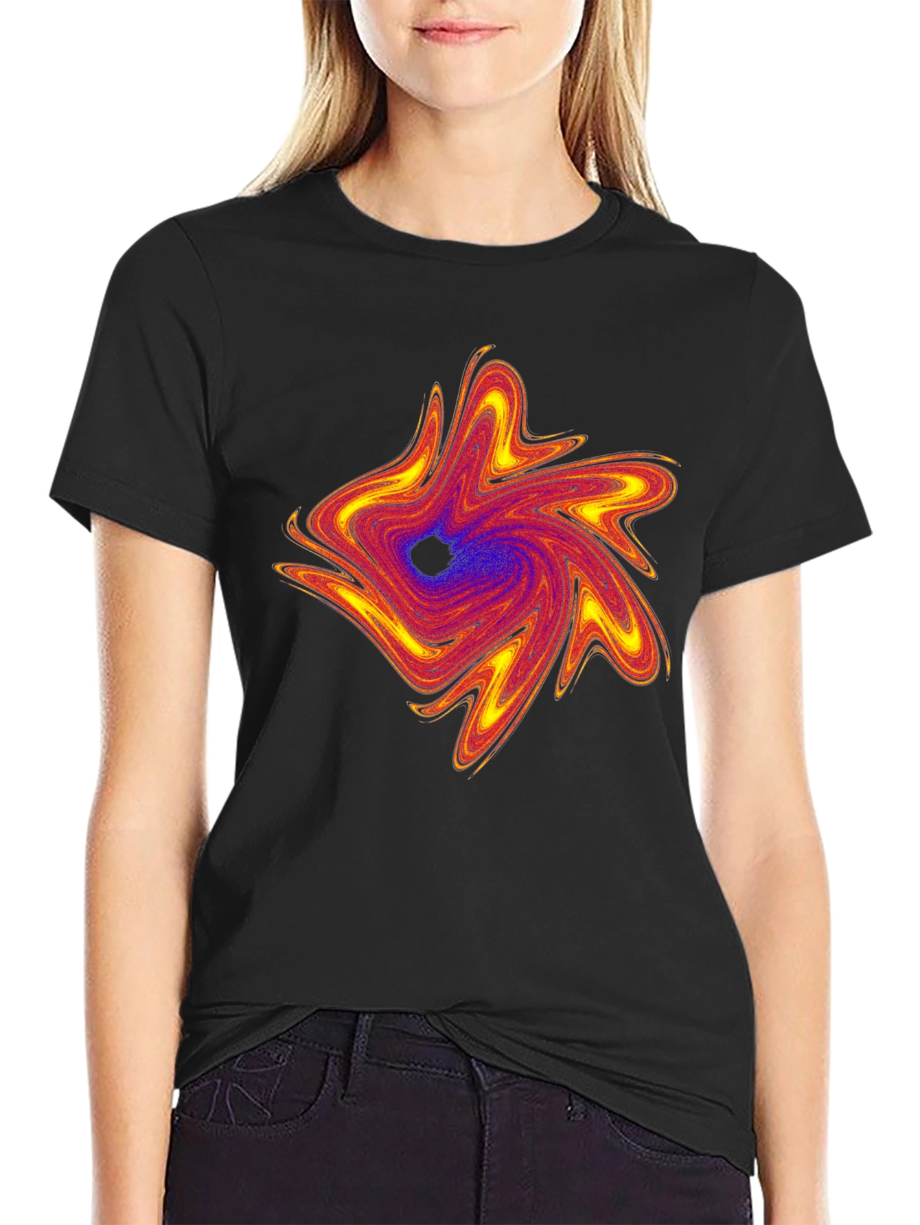 Swirl Abstract Graphic Mens Black T-Shirt