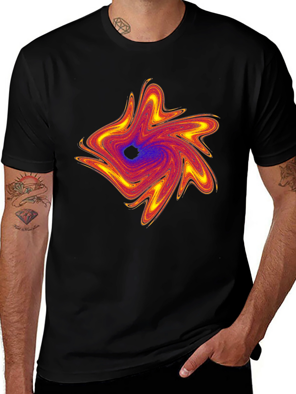 Swirl Abstract Graphic Mens Black T-Shirt