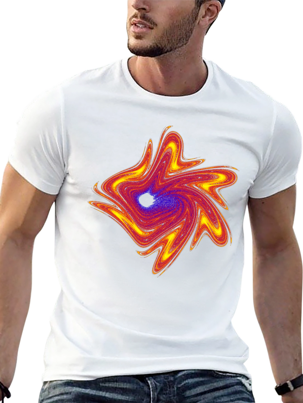 Swirl Abstract Graphic Mens Black T-Shirt