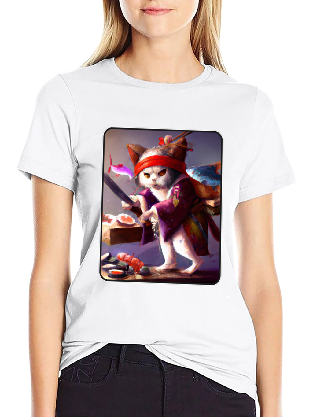 Sushi Cat T-Shirt - Unique Artistic Design