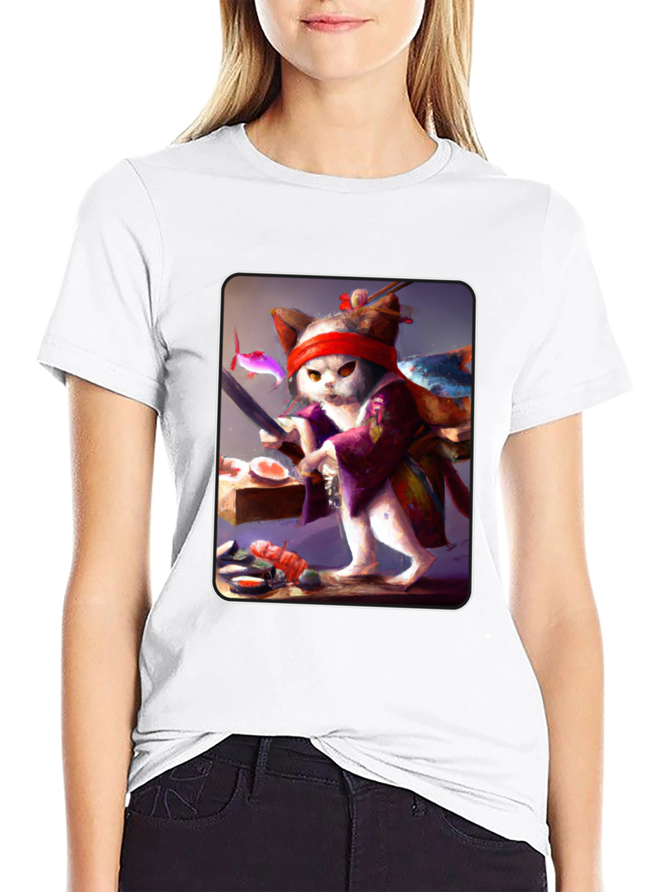 Sushi Cat T-Shirt - Unique Artistic Design