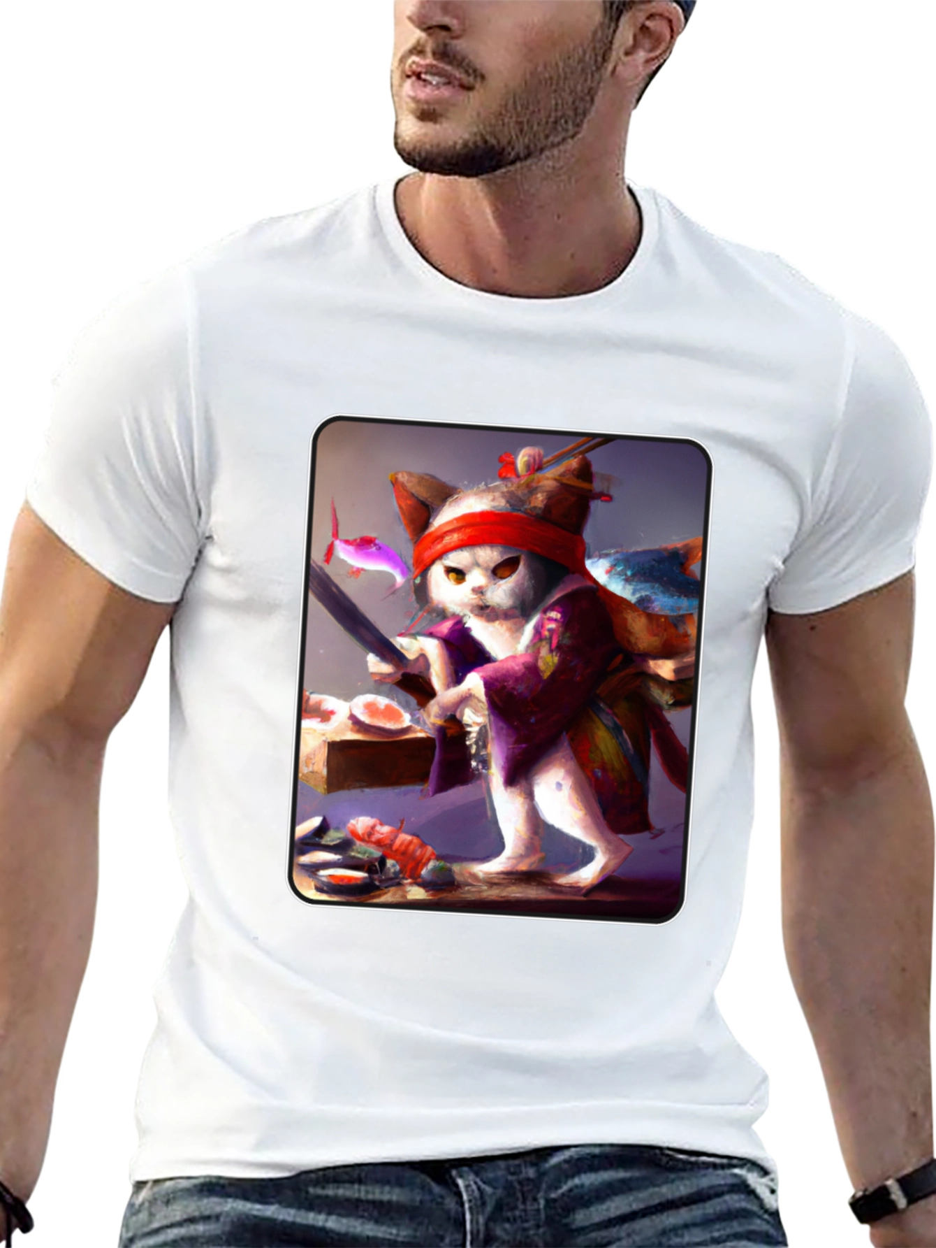 Sushi Cat T-Shirt - Unique Artistic Design