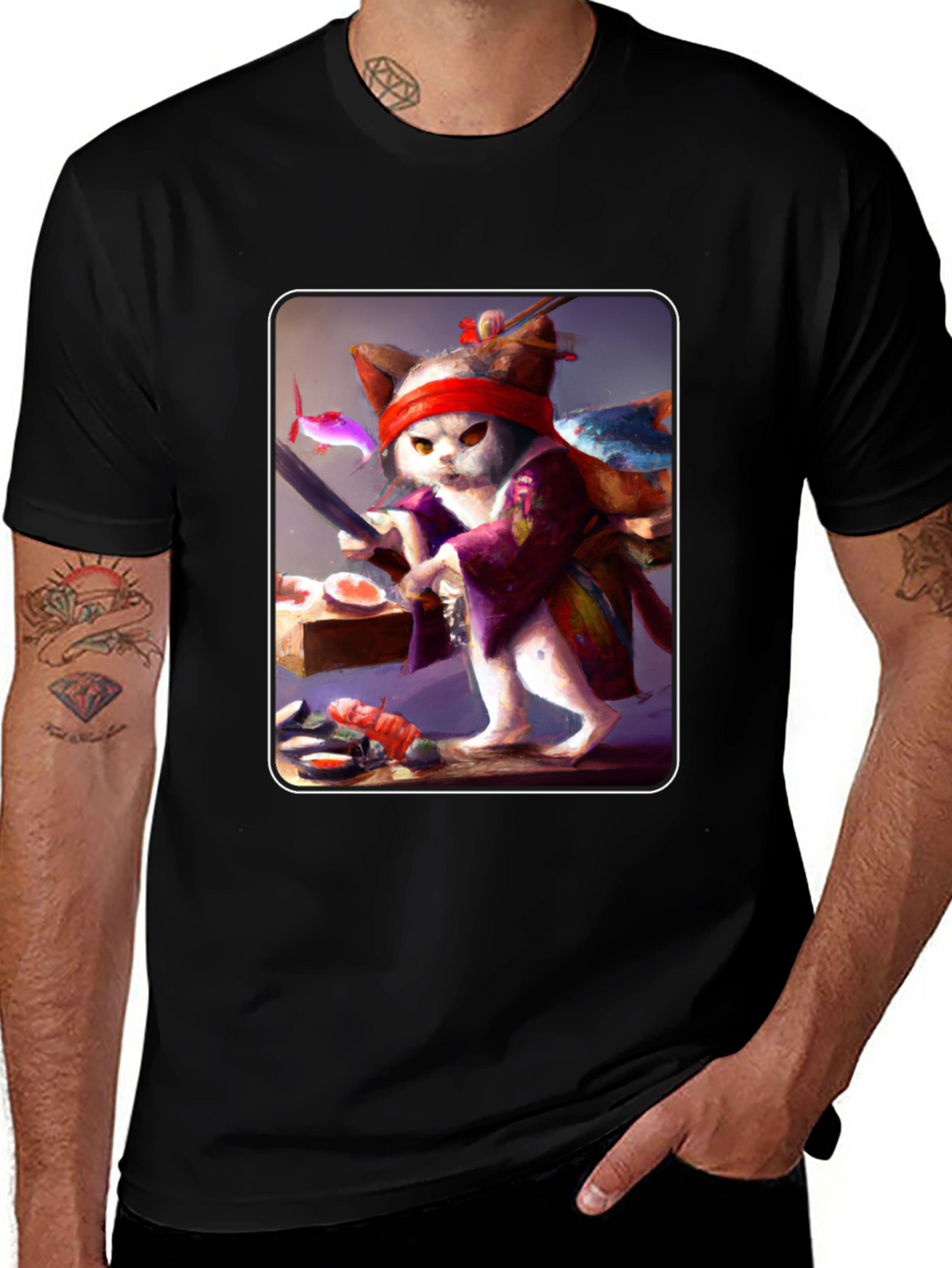 Sushi Cat T-Shirt - Unique Artistic Design