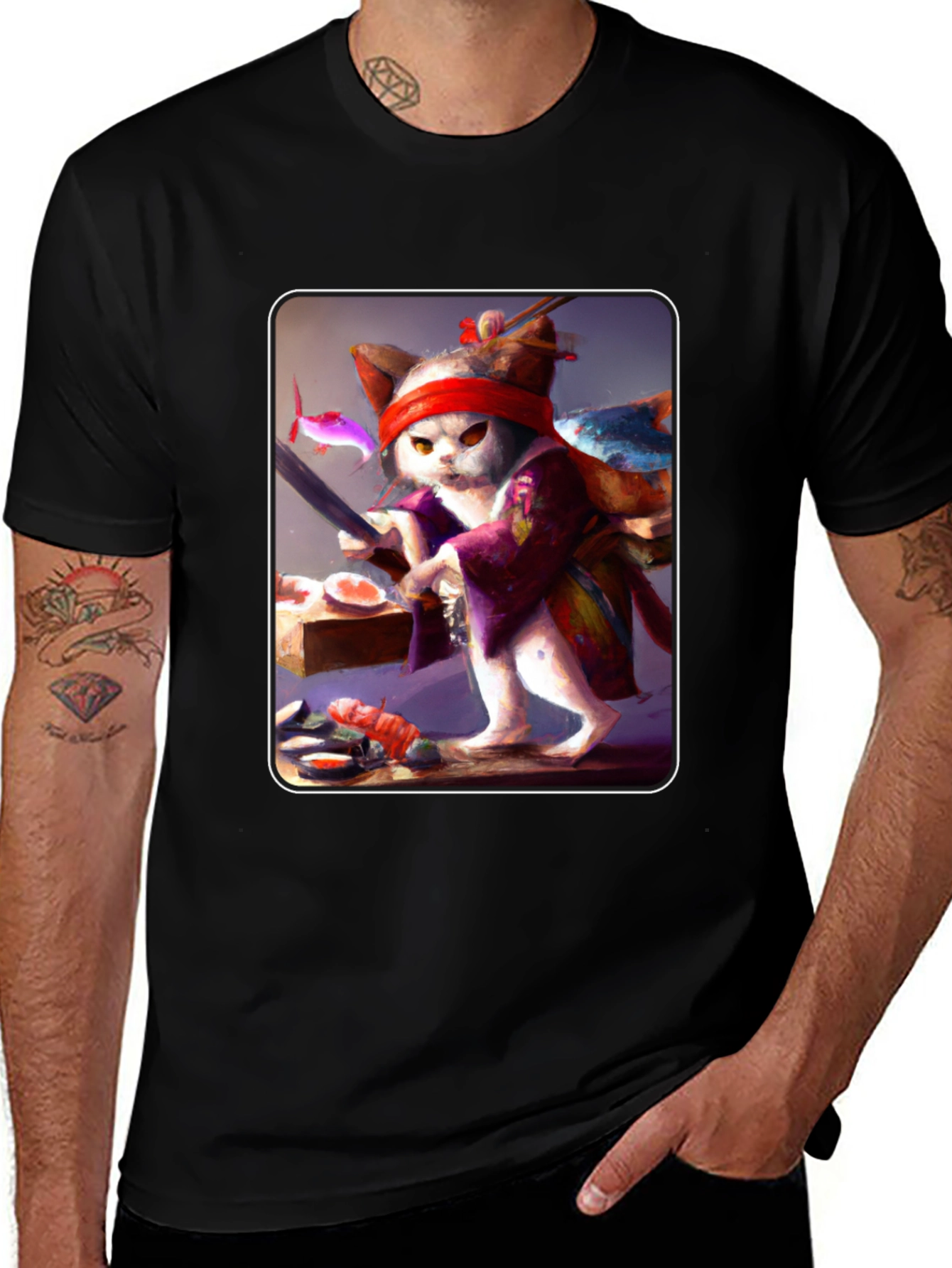 Sushi Cat T-Shirt - Unique Artistic Design