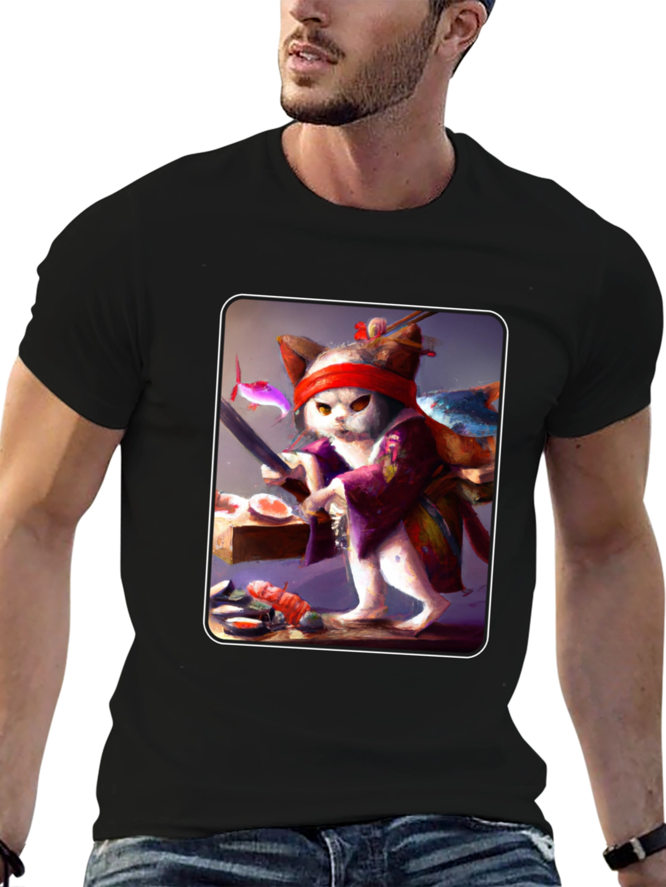 Sushi Cat T-Shirt - Unique Artistic Design