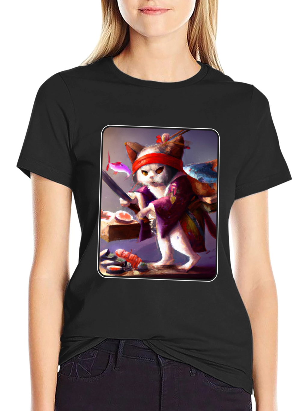 Sushi Cat T-Shirt - Unique Artistic Design